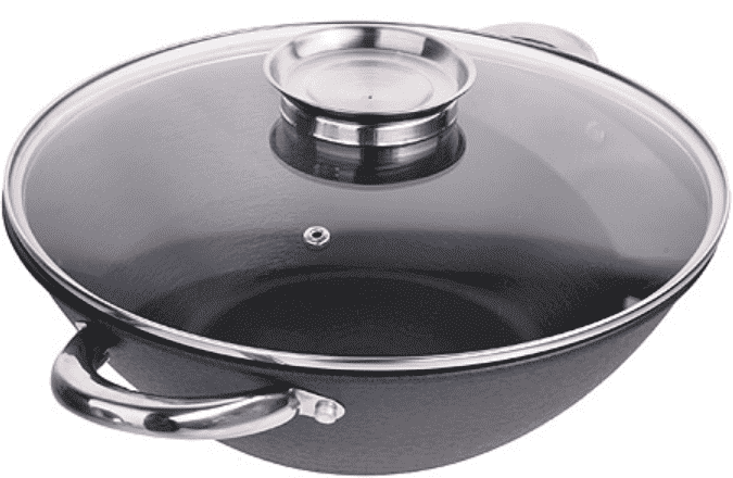 Сковорода вок 26см MAYER & BOCH чугунная с крышкой черная